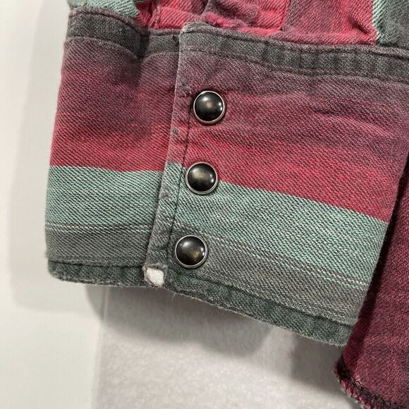 Vintage USA Panhandle Slim Men 16.5-35 Pearl Snap Western Shirt Red Blue Rodeo - Picture 3 of 10